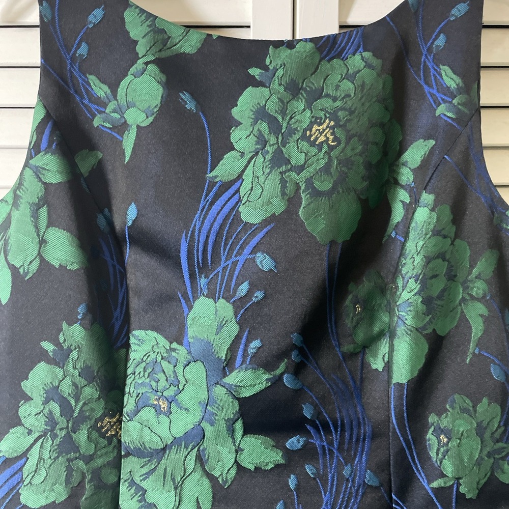 Adrianna Papell Ruffle Jacquard Floral Hi-Lo Sleeveless Dress Pockets Women's 4 - Picture 2 of 11